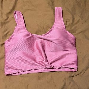 Pink Tie Front Bikini Top - L